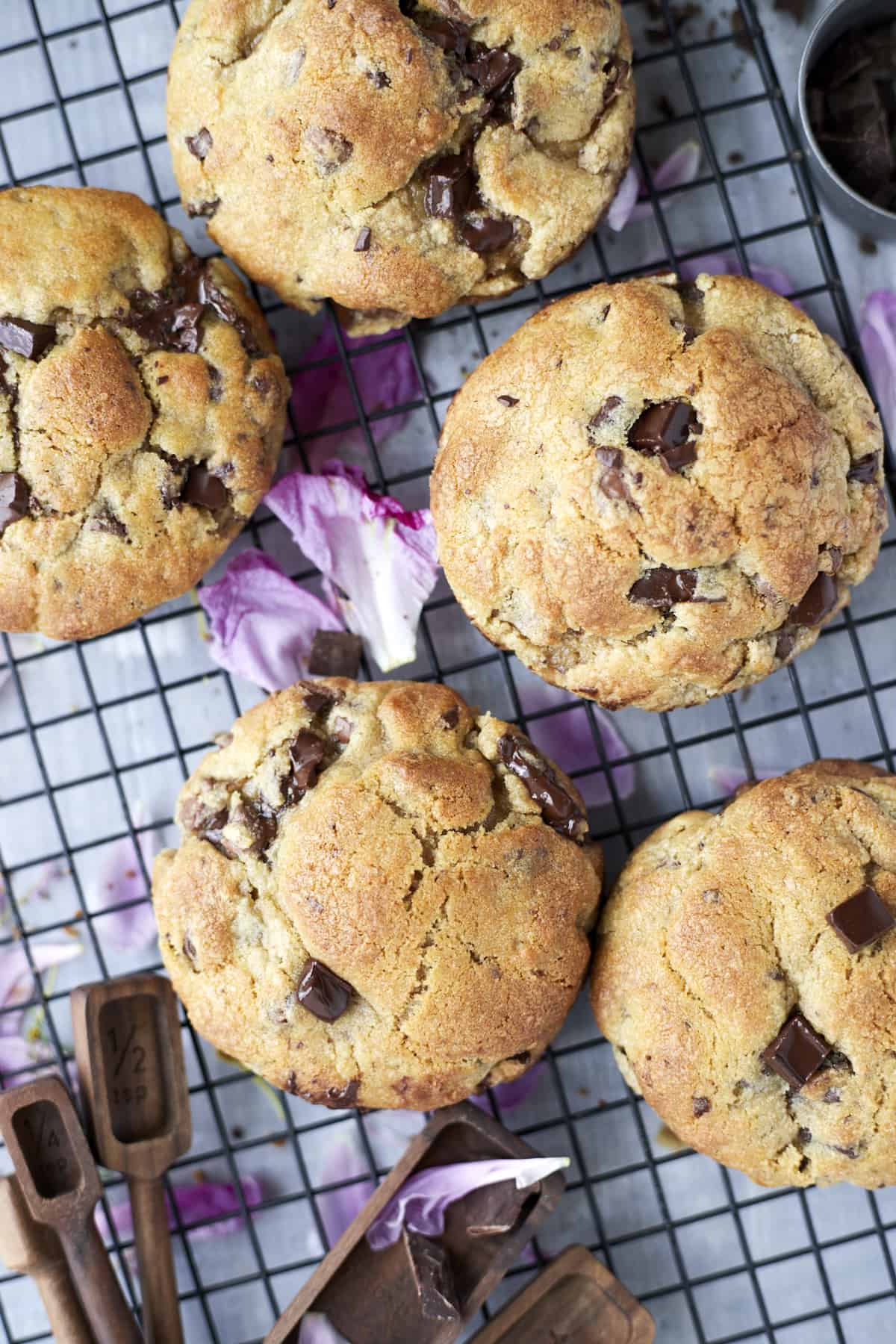 ultimate chocolate chip cookies on a cooling rack