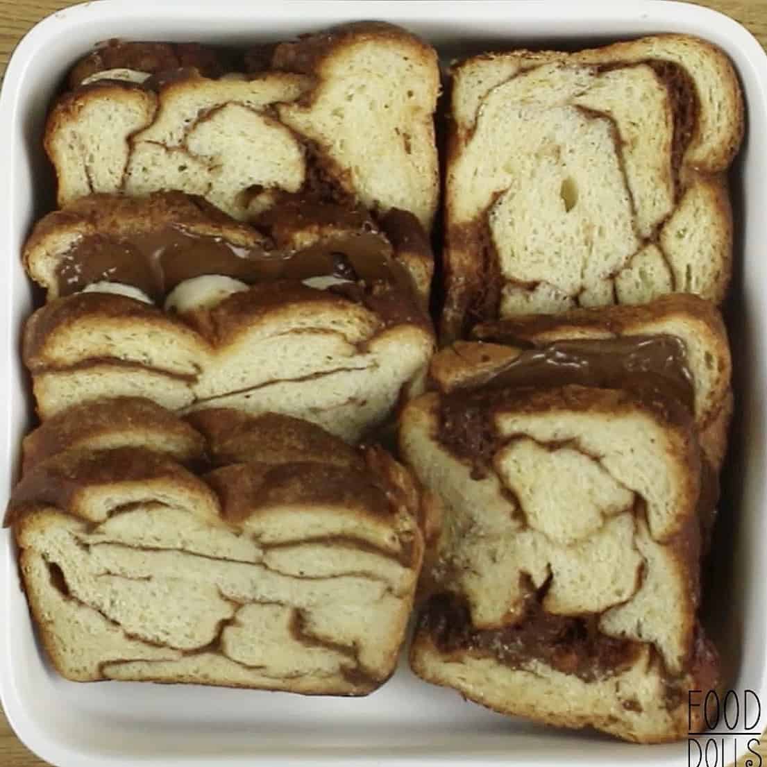 Nutella Stuffed French Toast Bake