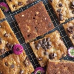 Banana bread on a cooling crack with a couple pieces upside down.