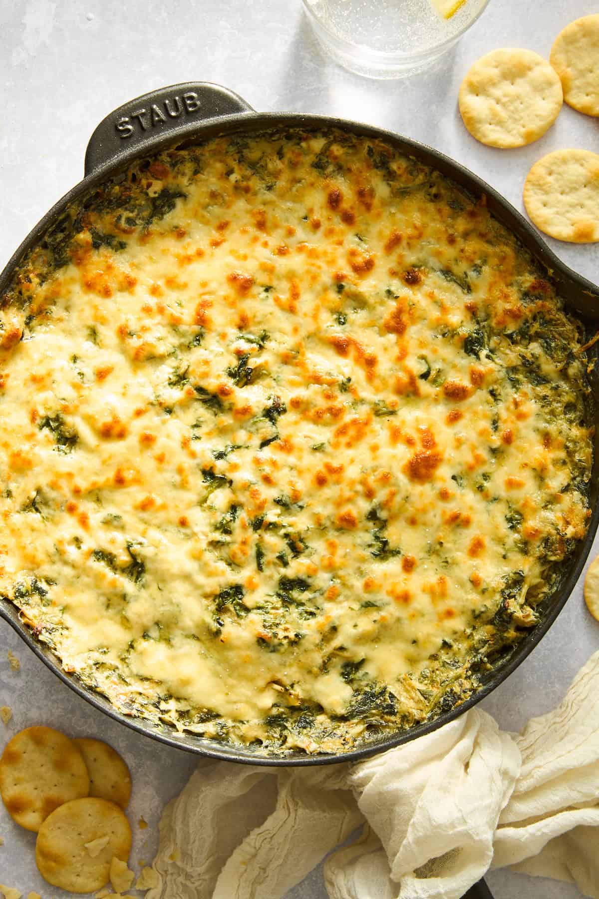 Creamy chicken spinach and artichoke dip.