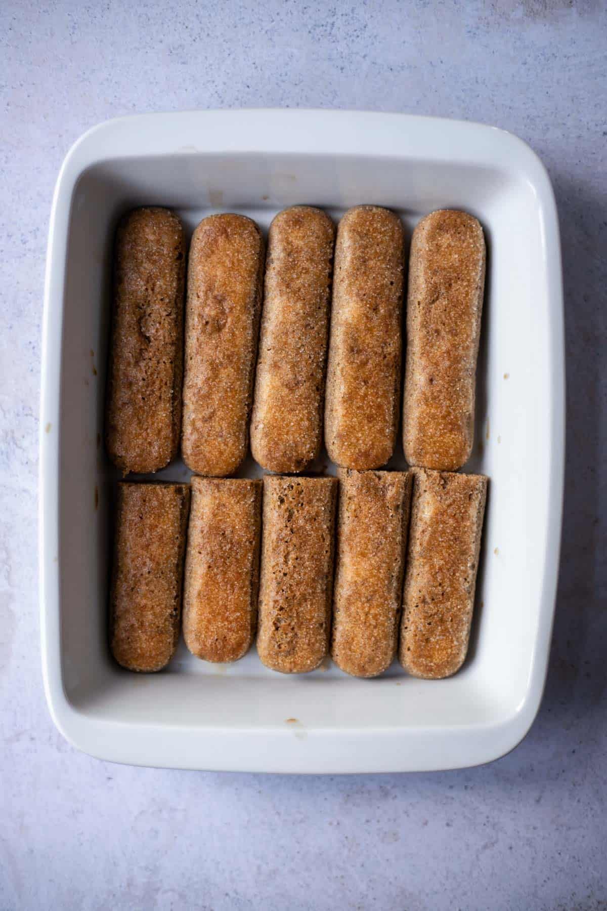 ladyfinger in a baking dish