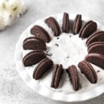 a whole no-bake Oreo pie topped with Oreos.