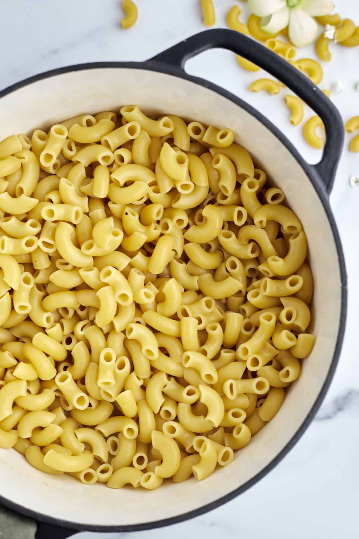 elbow pasta in a large pot