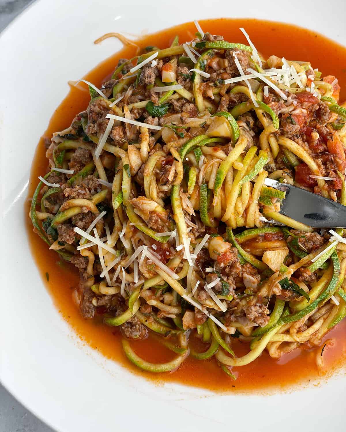 Low Carb Baked Spaghetti Zoodles