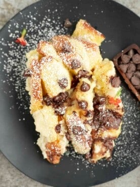 a serving of cannoli baked french toast on a plate