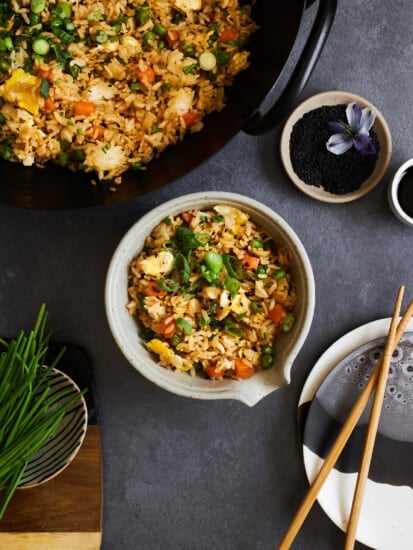 A bowl of wok fried rice.