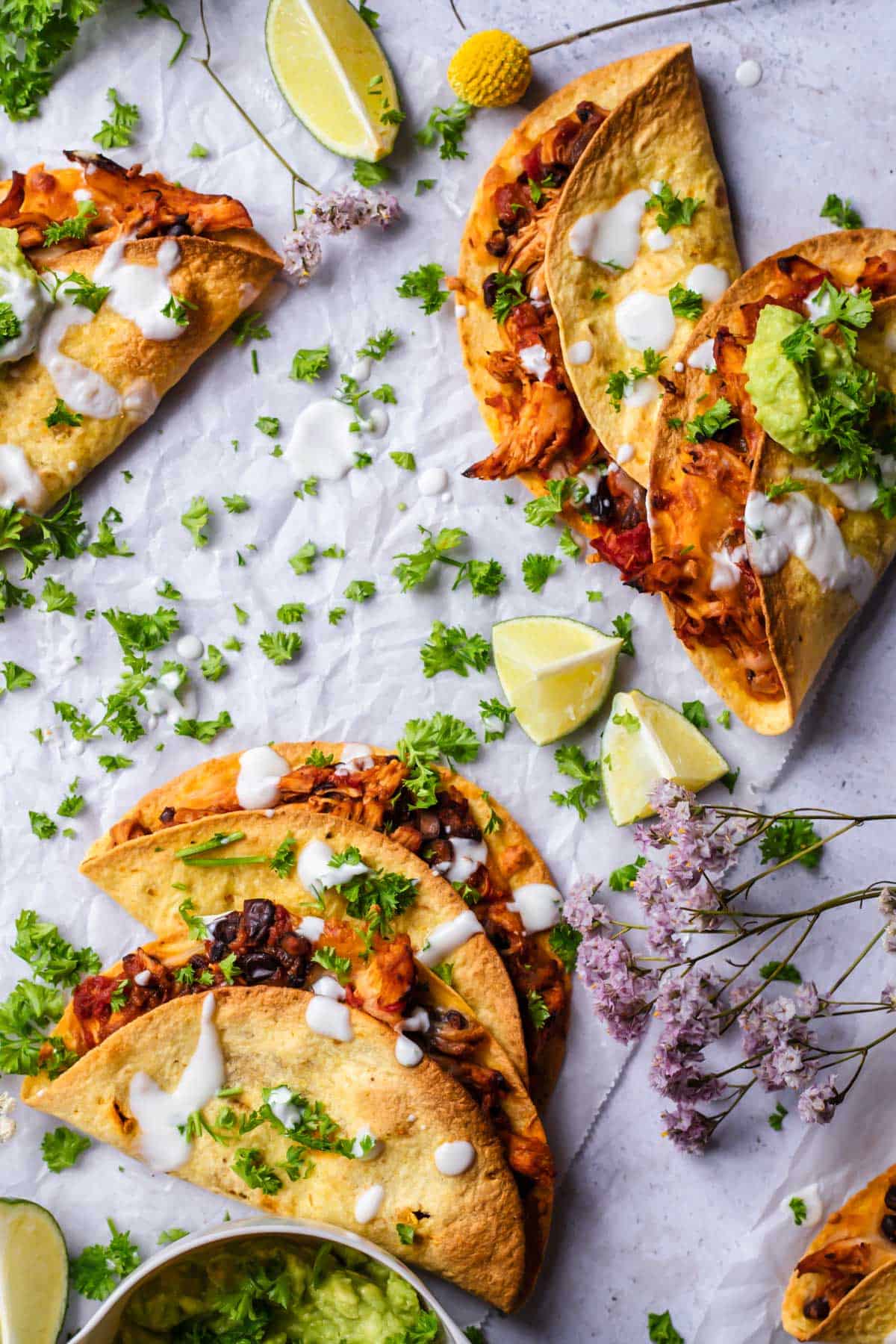 baked shredded chicken tacos