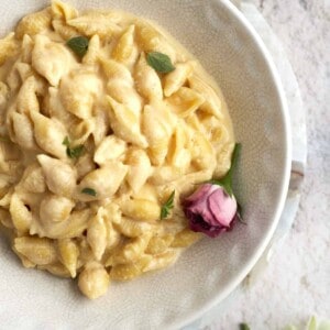 a bowl of chrissy tiegen's one pot mac and cheese