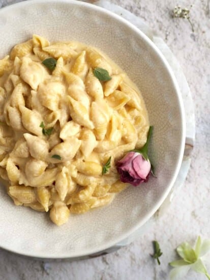 a bowl of chrissy tiegen's one pot mac and cheese