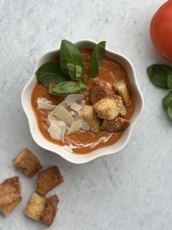 Roasted Tomato Soup with Parmesan Croutons