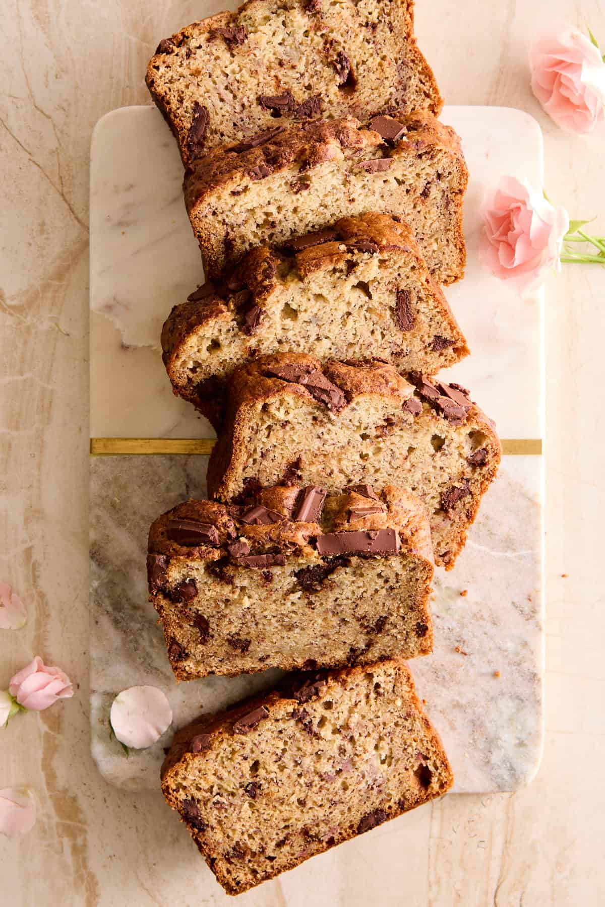 Slices of browned butter banana bread