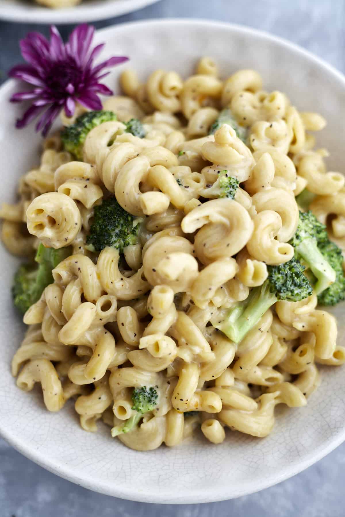 a bowl of one pot broccoli mac and cheese