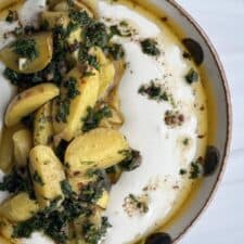 whipped feta with batata harra