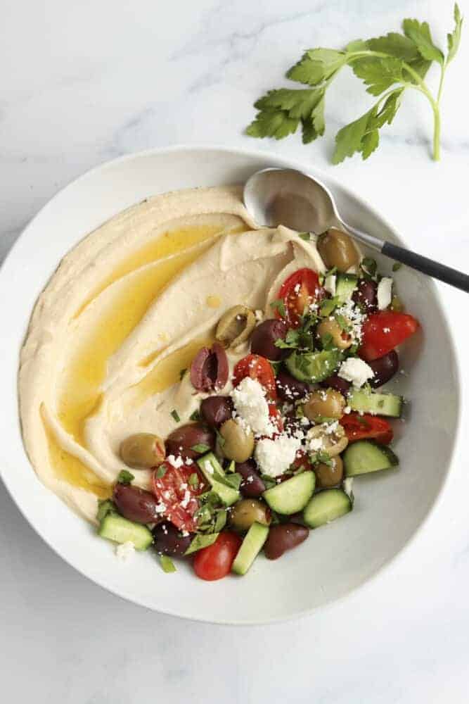 Hummus with Roasted Tomatoes and Olives
