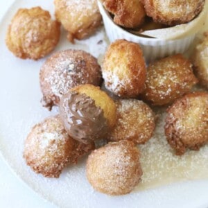 Zeppole with powdered sugar and Nutella