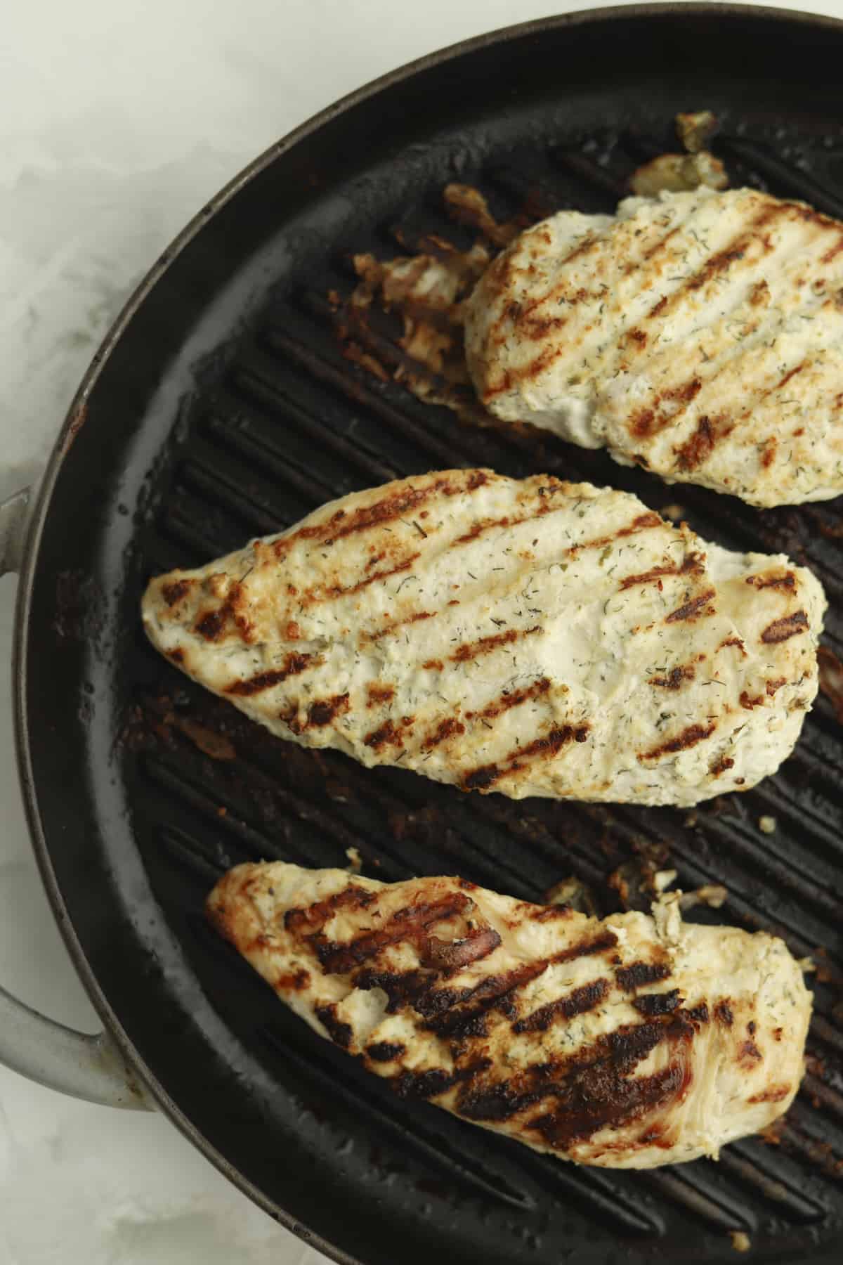 grilled chicken on a grill pan