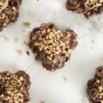 closeup with toffee on parchment paper