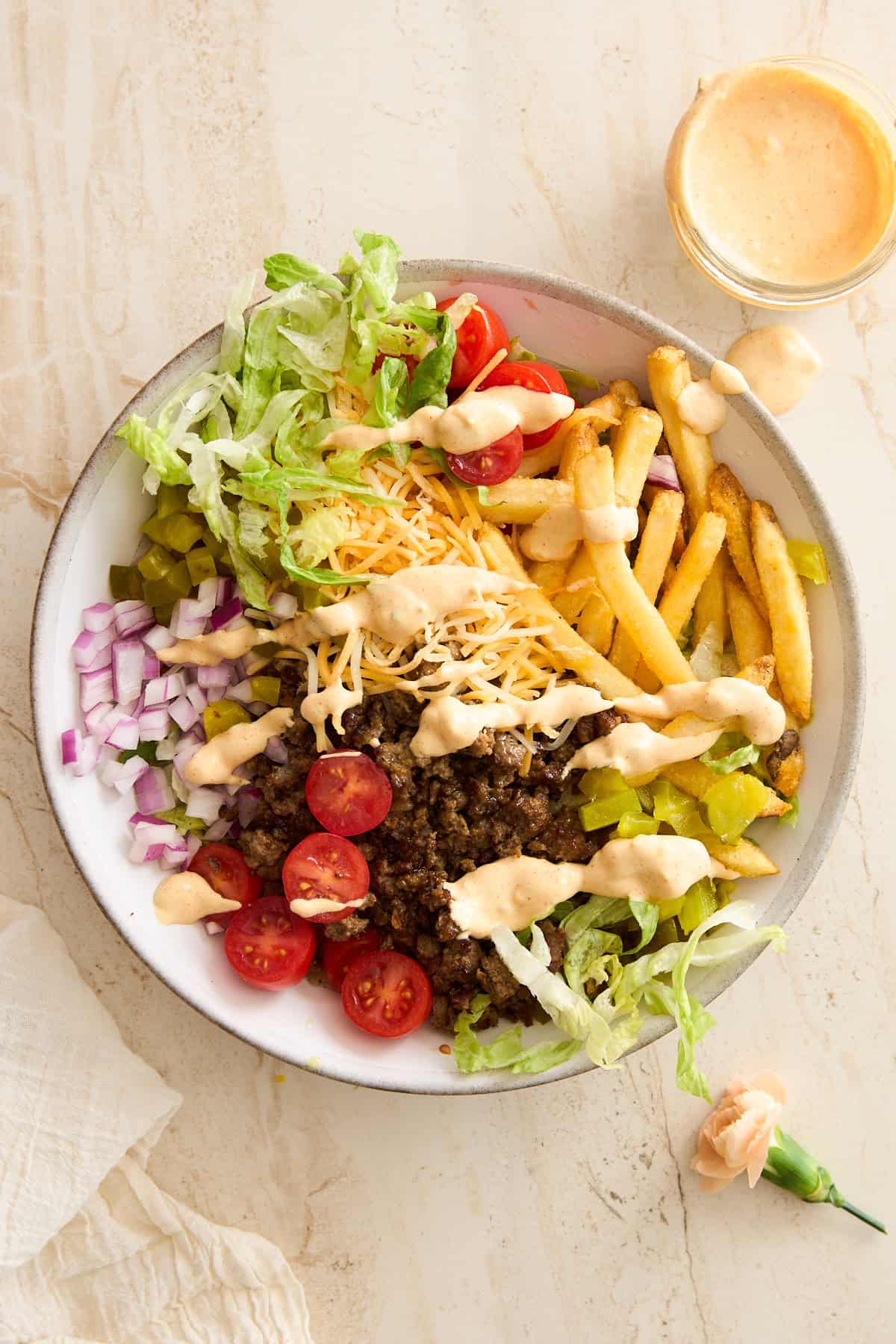 A plate of food with sauce.