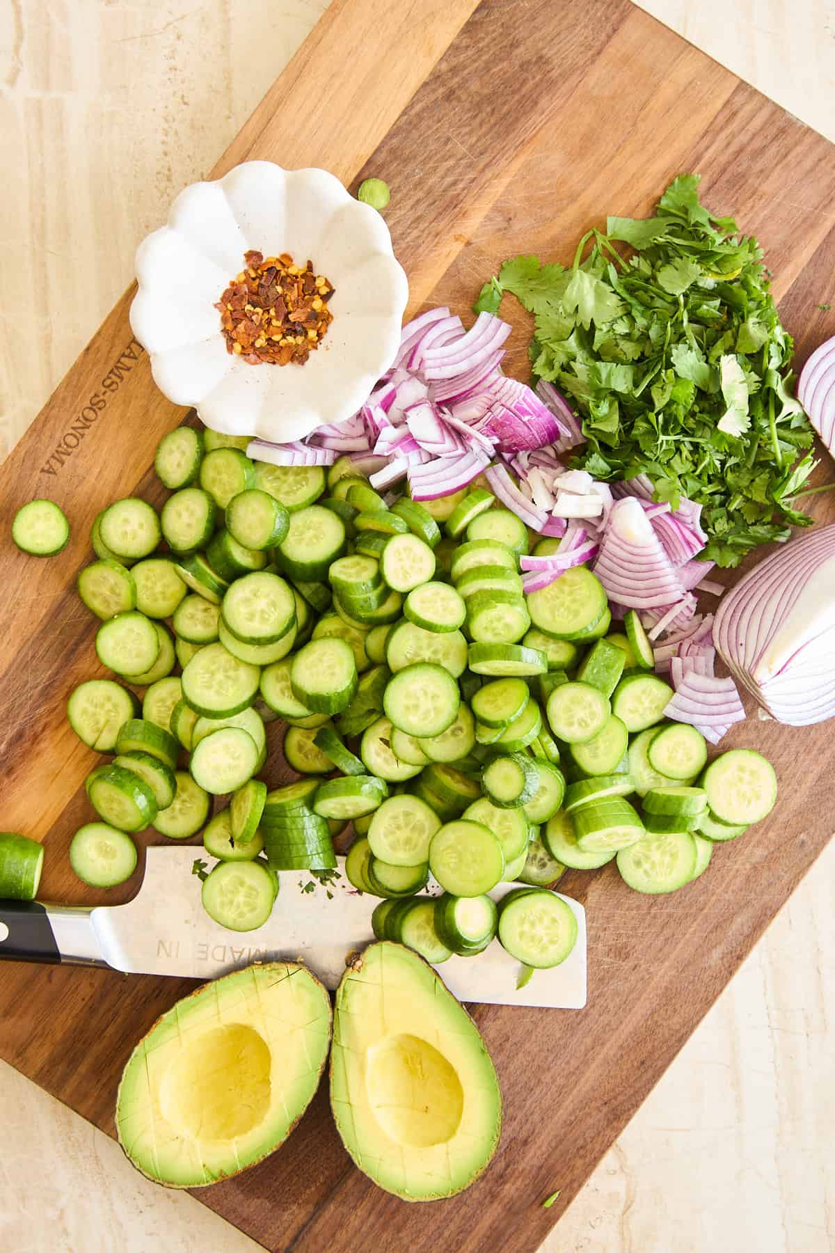 Ingredients on a cutting board