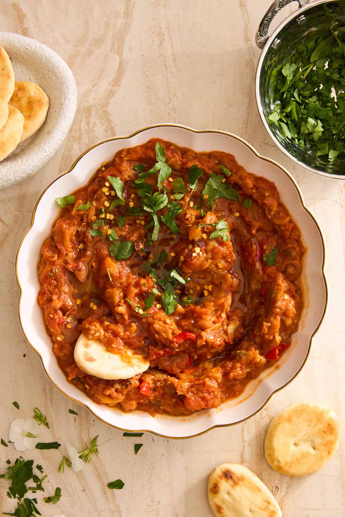 A bowl of Moroccan zaalouk