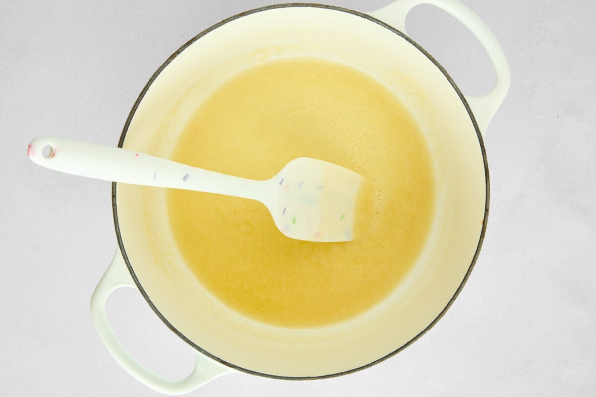 Butter melting in a skillet.