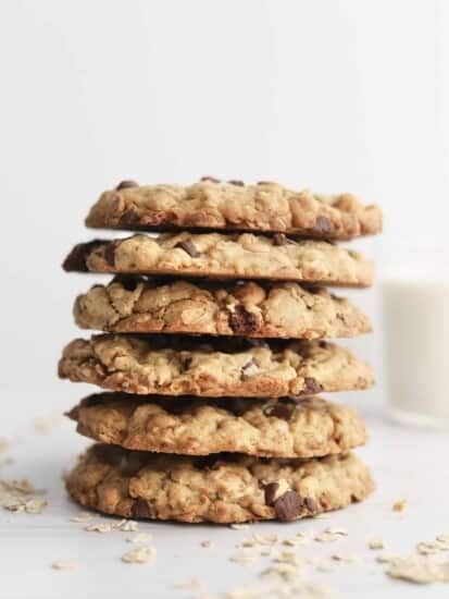 A stack of Crumbl Cookies Mom's Recipe cookies.