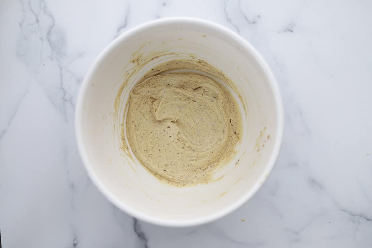 Wet and dry ingredients being combined to make copycat Mom's Recipe cookies.