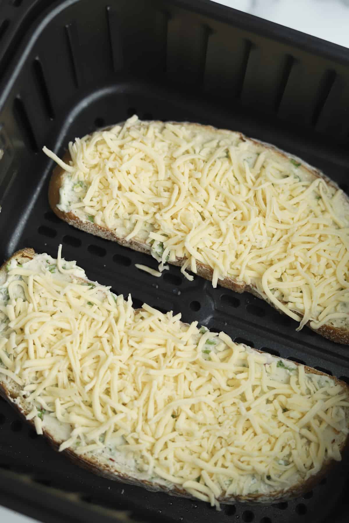 cheesy garlic toast in an air fryer