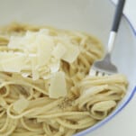 bowl of pasta with parmesan cheese