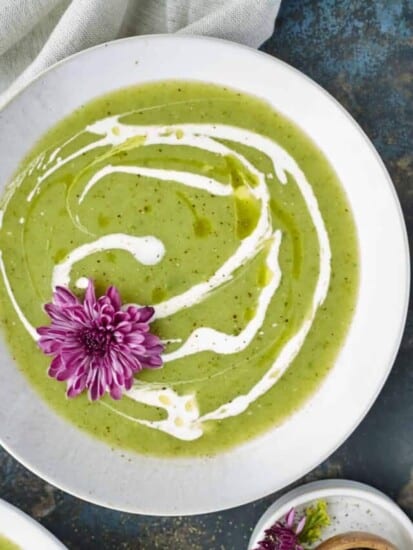 a bowl of zucchini soup