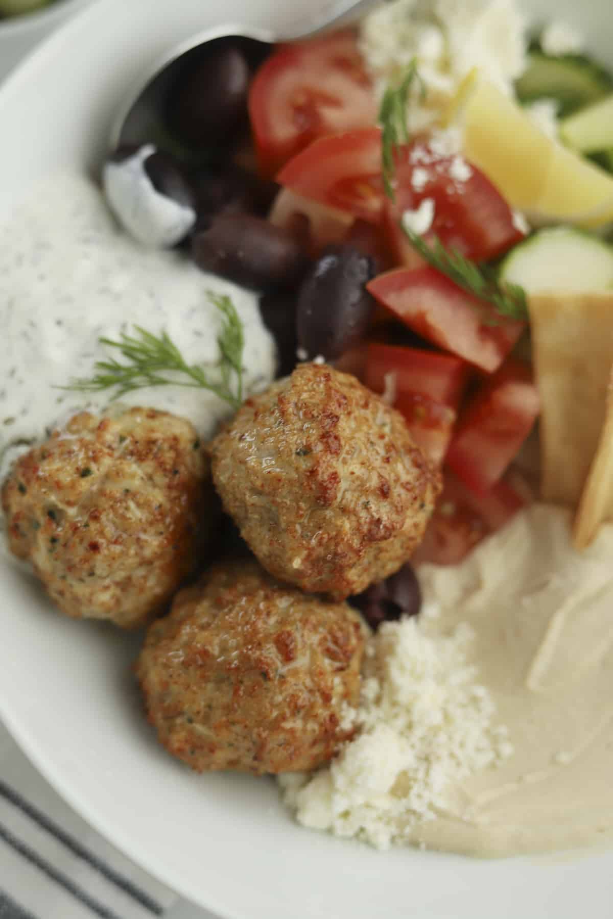 closeup bowl of chicken kofta.