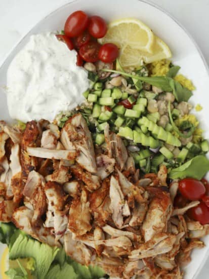 overhead chicken shawarma with fixings