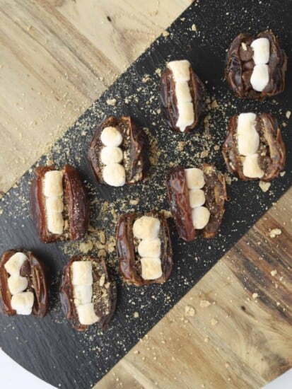 a board of s'mores stuffed dates