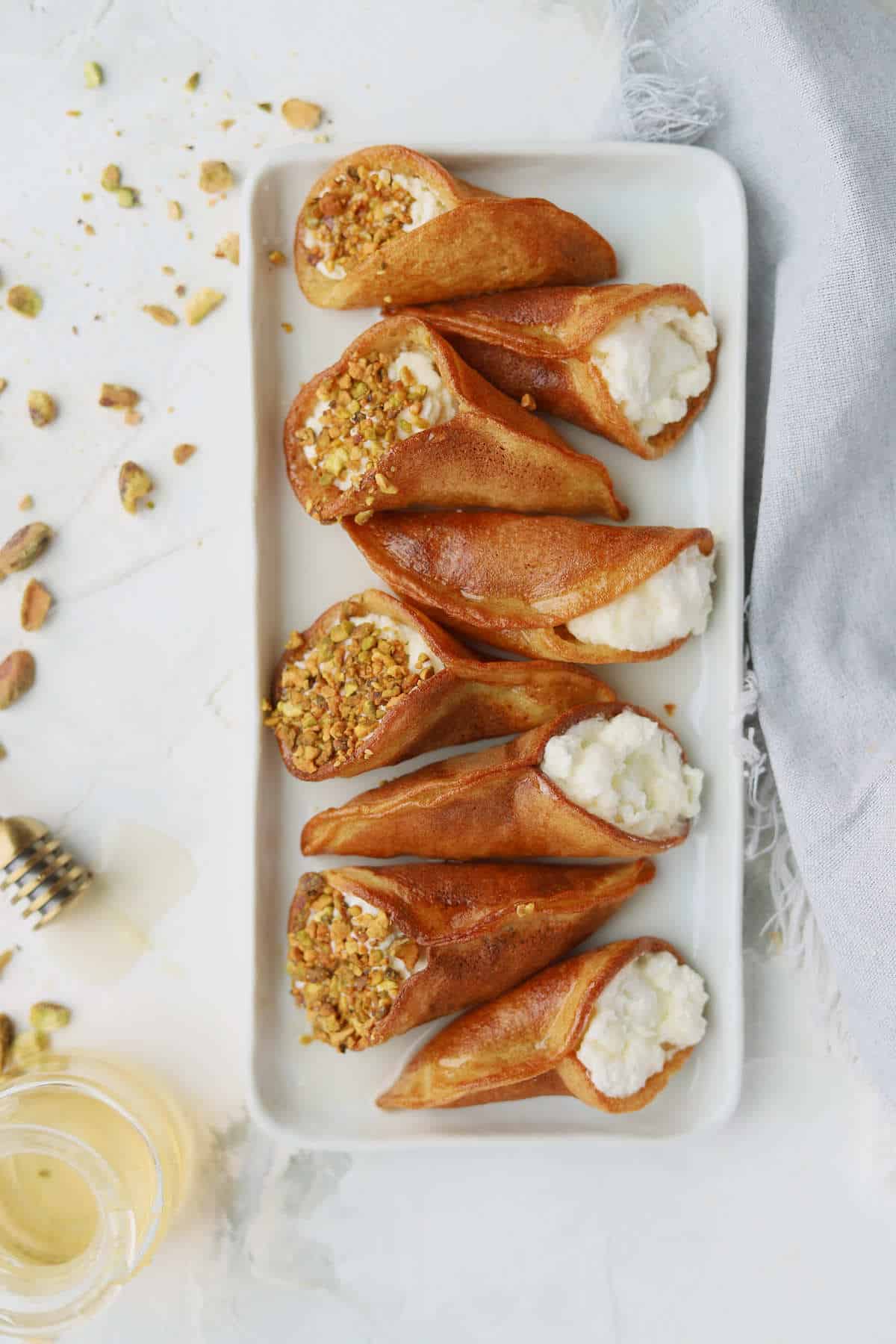 Atayef with Whipped Cream and Pistachios