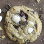 overhead image of a s'mores cookies