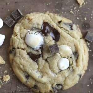 overhead image of a s'mores cookies