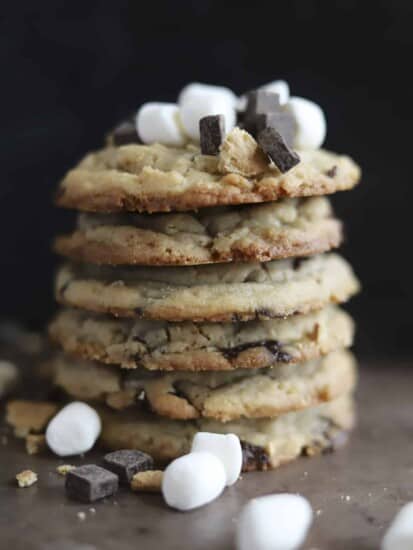 stack of s'mores cookies