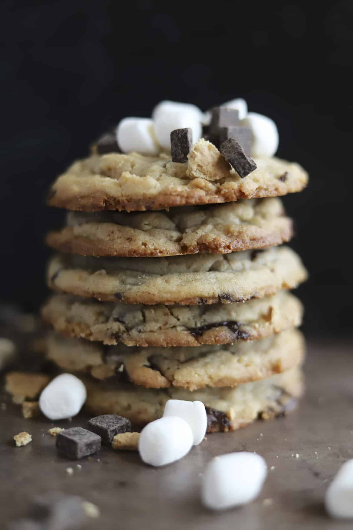 a stack of s'mores cookies