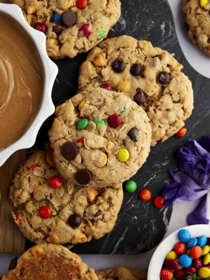 overhead image of monster cookies