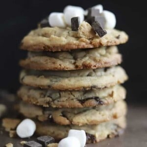 stack of s'mores cookies