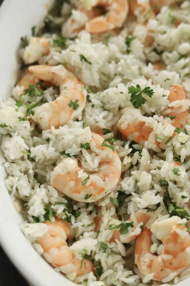 lemon garlic shrimp and rice.