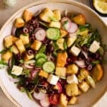 A bowl of panzanella salad.