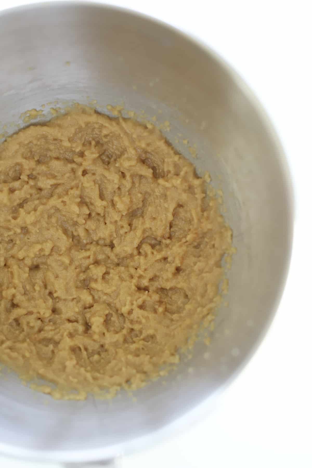 creamed butter and sugar in a bowl