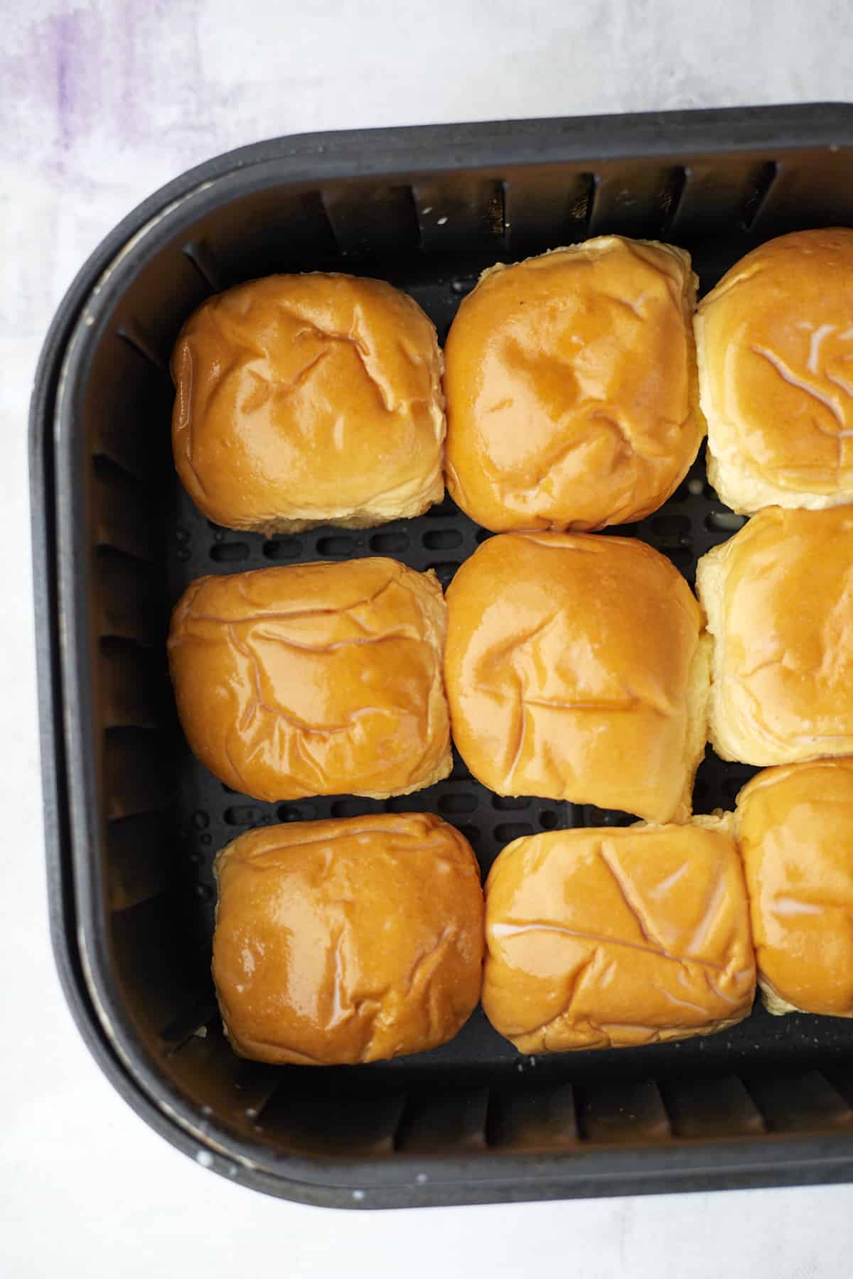 9 brioche buns in an air fryer to make air fryer french toast
