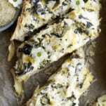 slices of spinach artichoke garlic bread