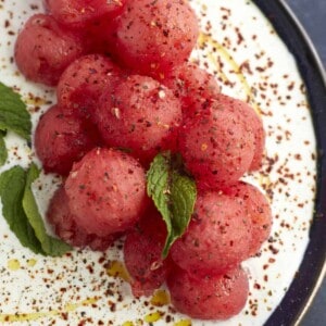 whipped feta with watermelon salad