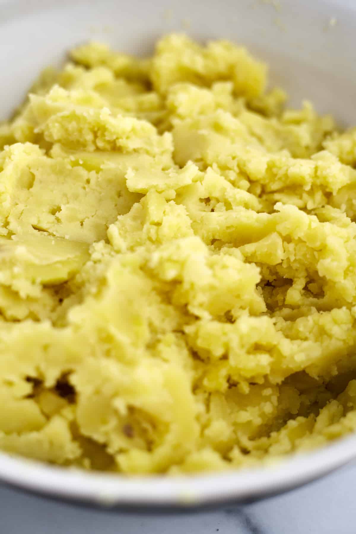 close up image of yukon gold mashed potatoes