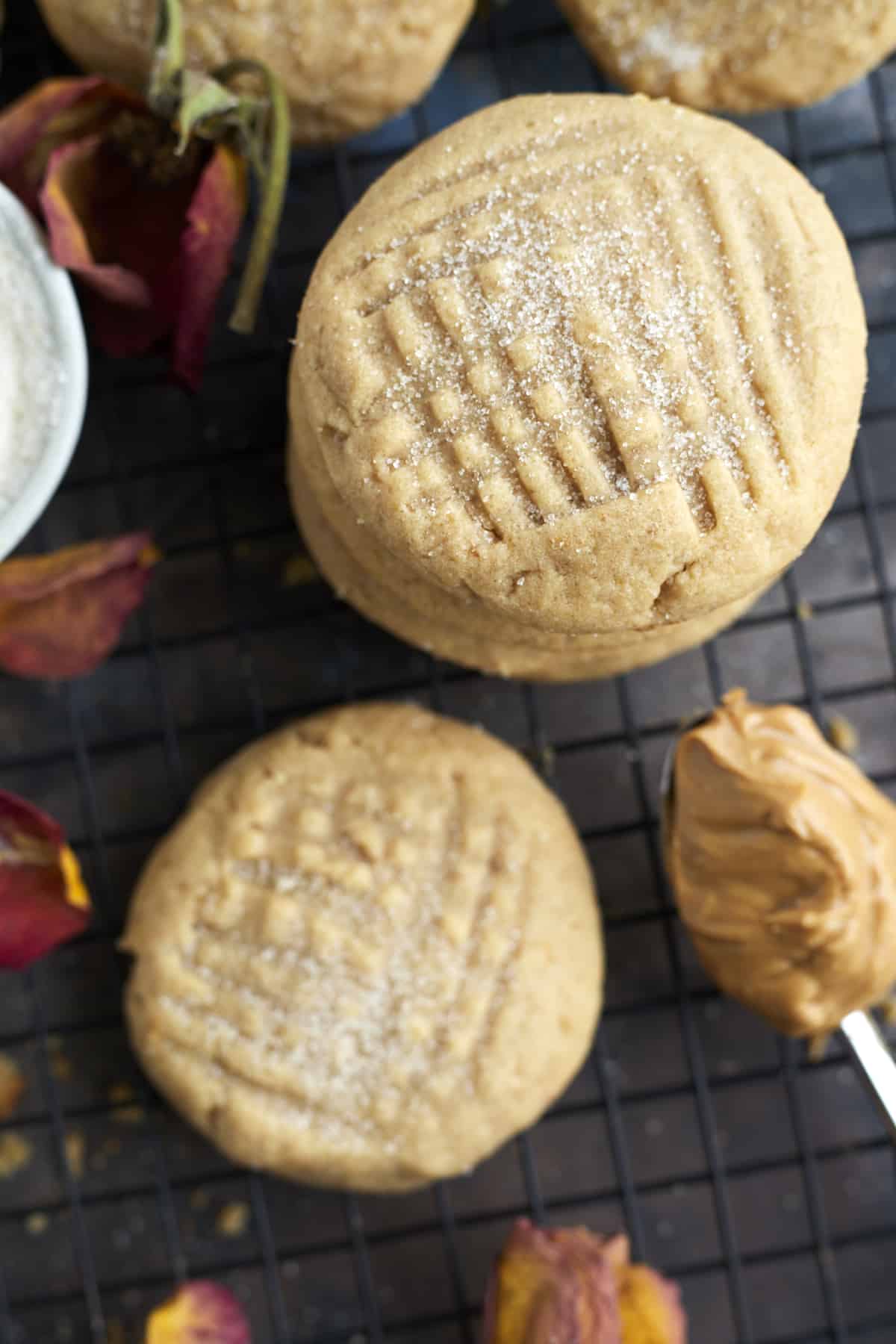 soft peanut butter cookies topped with sugar