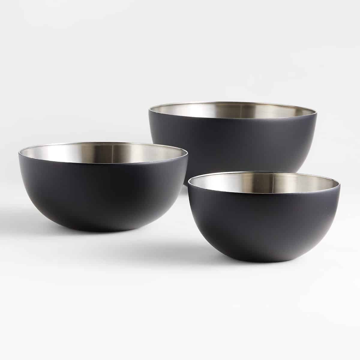 Nera Matte Black Stainless Mixing Bowls, Set of 3 + Reviews | Crate & Barrel