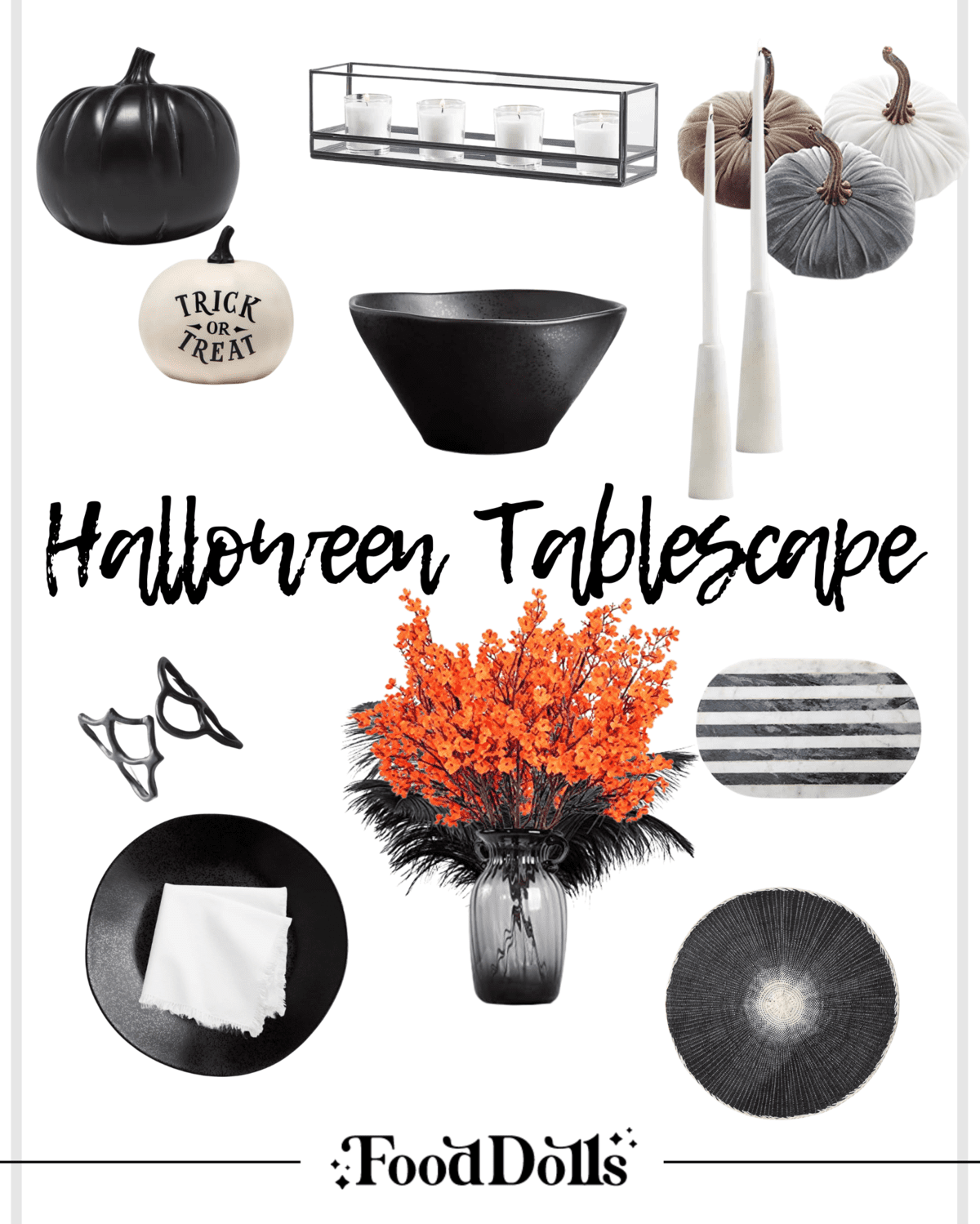 2 Pack Target Black White Tassled Halloween Decor Kitchen Dish